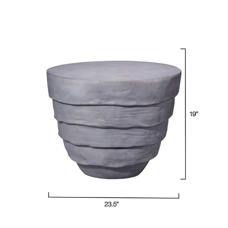 Maklaine Contemporary Handcrafted Organic Fiberglass Side Table in Gray