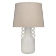 Maklaine Coastal Ceramic Table Lamp With Linen Shade in White