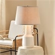 Maklaine Coastal Ceramic Table Lamp With Linen Shade in White
