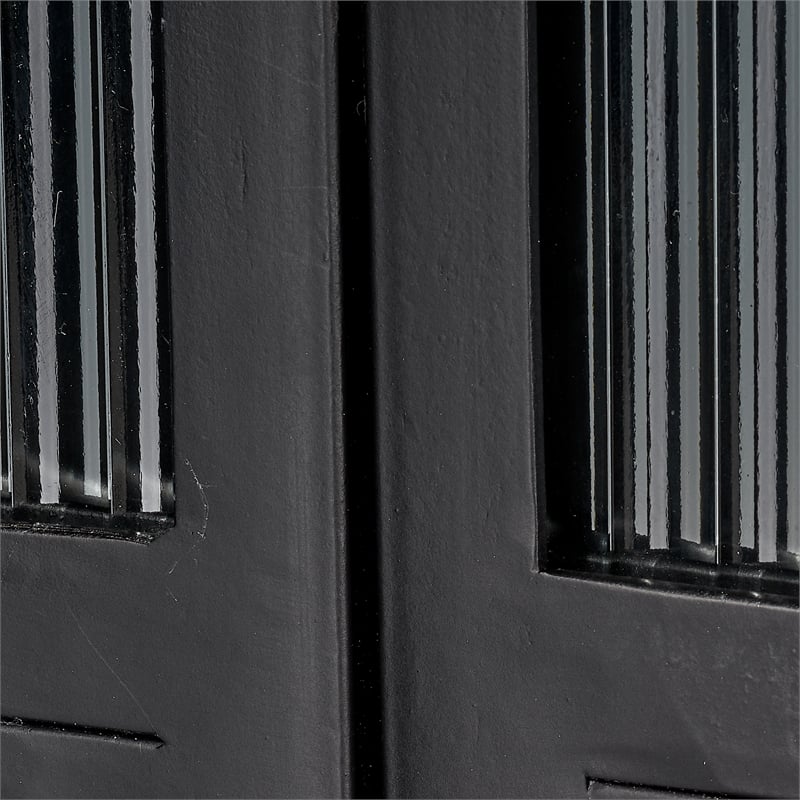Maklaine Contemporary 2-Door Iron and Glass Industrial Dresser in Black