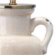 Maklaine 1-Light Handmade Crackle Ceramic Table Lamp With Cone Shade in Cream
