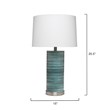 Maklaine Hand-Blown Swirl Glass Table Lamp With Linen Shade in Turquoise