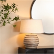 Maklaine Hand-Carved Mango Wood Table Lamp With Linen Shade in Natural