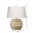 Maklaine Hand-Carved Mango Wood Table Lamp With Linen Shade in Natural
