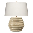 Maklaine Hand-Carved Mango Wood Table Lamp With Linen Shade in Natural