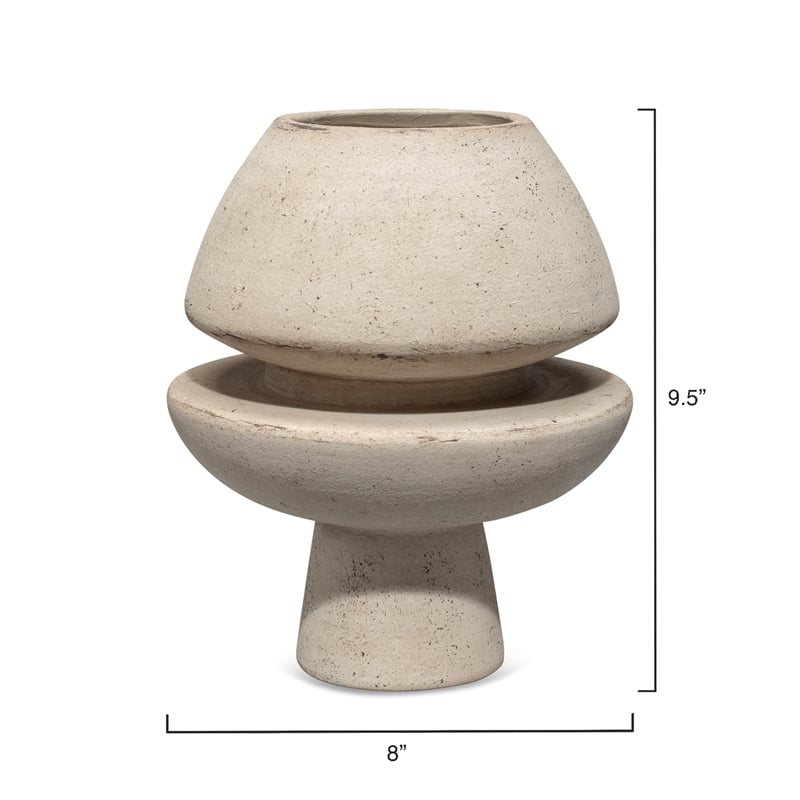Maklaine Handmade Abstract Geometric Ceramic Decorative Vase in Cream