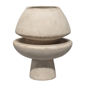 Maklaine Handmade Abstract Geometric Ceramic Decorative Vase in Cream