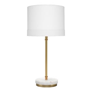 Maklaine Modern Metal and Marble Table Lamp in Antique Brass/White