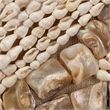 Maklaine Handcrafted Shell and Linen Coastal Wave Wall Art in Off White