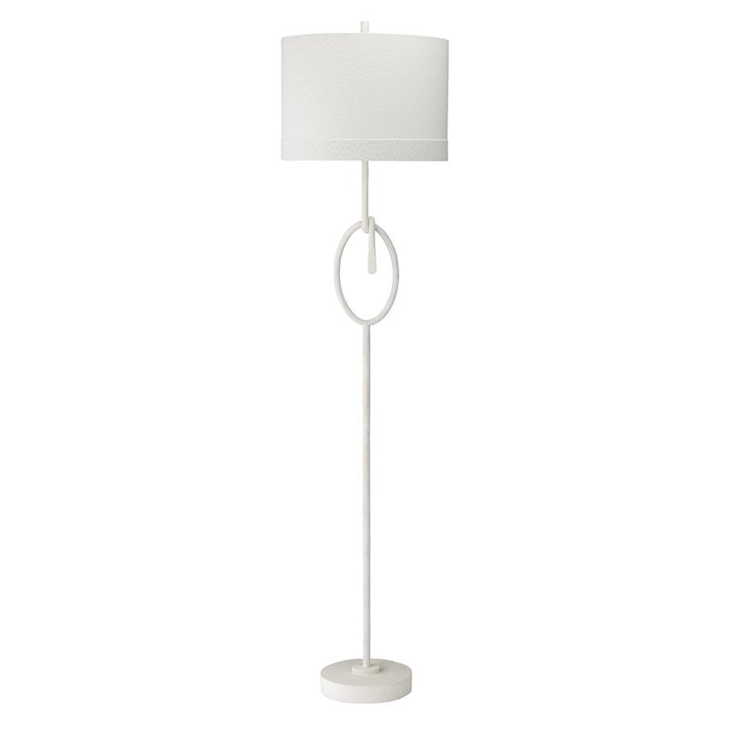 Maklaine Sculptural Steel Floor Lamp With Linen Shade in White Gesso