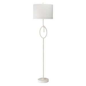 Maklaine Sculptural Steel Floor Lamp With Linen Shade in White Gesso
