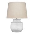 Maklaine Textured Ceramic Coastal Table Lamp With Linen Shade in White