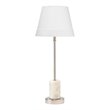 Maklaine Marble and Nickel Stick Table Lamp With Linen Shade in White