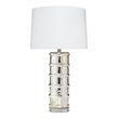 Maklaine Contemporary Antique Mercury Glass Column Table Lamp in Silver