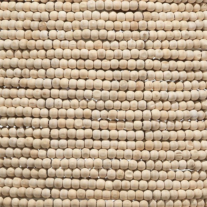 Maklaine Mango Wood Beaded Coastal Pendant Light in Off White