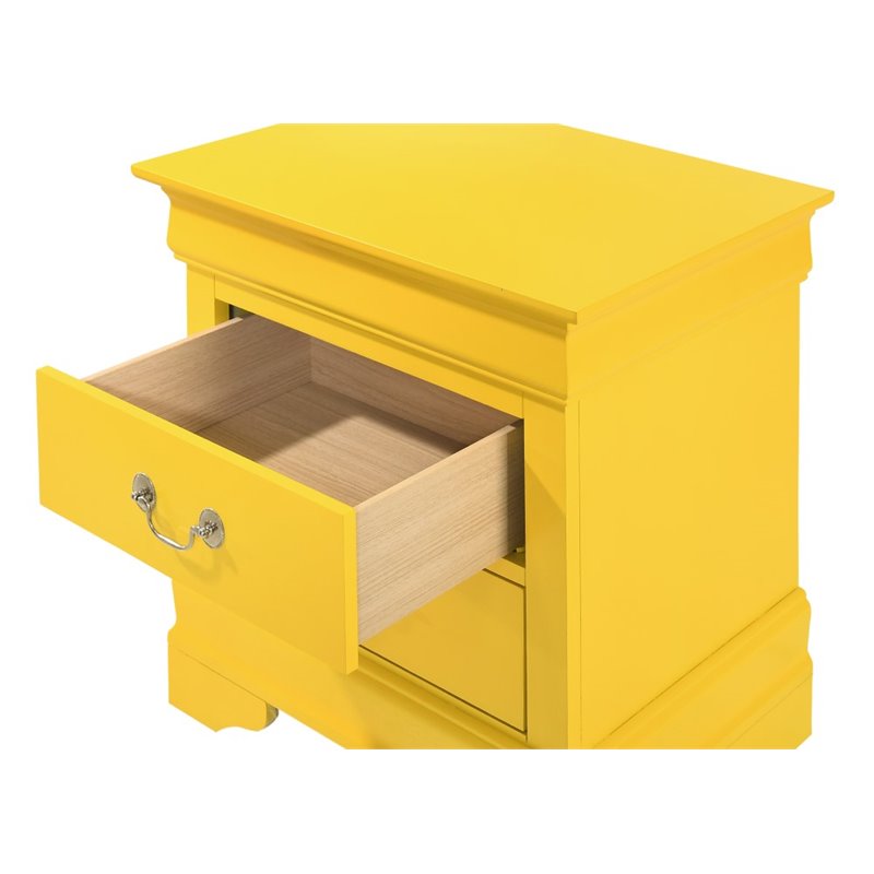 Maklaine Contemporary 2-Drawer Nightstand in Yellow with Center Guides