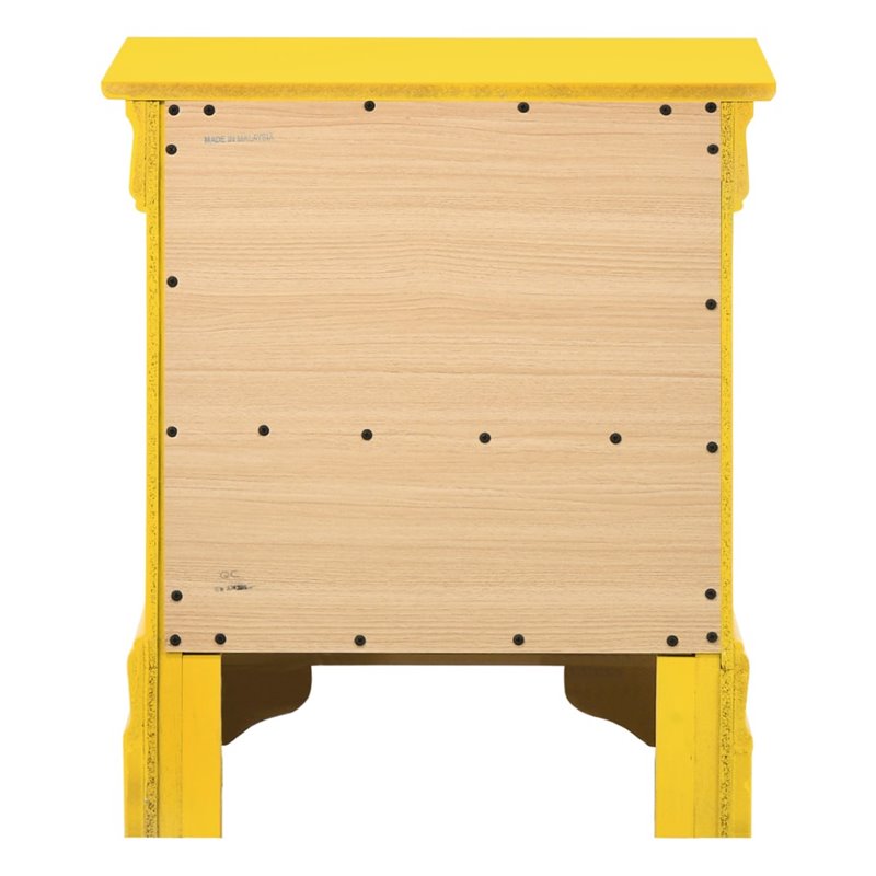 Maklaine Contemporary 2-Drawer Nightstand in Yellow with Center Guides