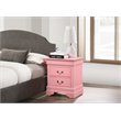 Maklaine 2-Drawer Nightstand in Pink with Dovetail Construction