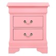 Maklaine 2-Drawer Nightstand in Pink with Dovetail Construction