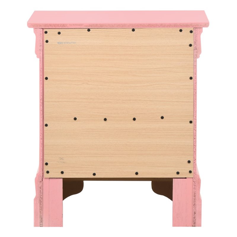 Maklaine 2-Drawer Nightstand in Pink with Dovetail Construction