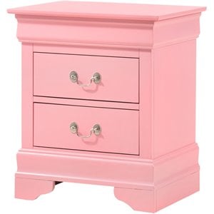 Maklaine 2-Drawer Nightstand in Pink with Dovetail Construction