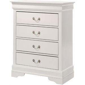 Maklaine 4-Drawer Bedroom Chest in Solid and Manufactured Wood - White