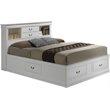 Maklaine Full Bookcase Storage Bed in Solid Wood - White Finish