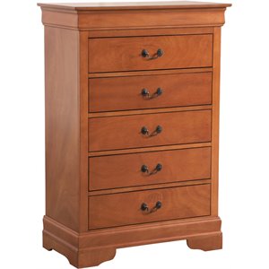 Maklaine Contemporary 5-Drawer Bedroom Chest in Oak Veneer Finish