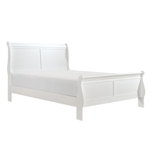 Maklaine Traditional Engineered Wood Eastern King Sleigh Bed in White
