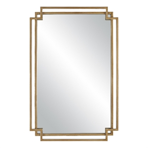 Maklaine 22 x 34 Rectangular Mirror with 2 Overlapping Frames in Gold