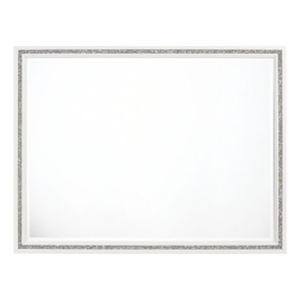 Maklaine 46&quot Solid Wood Landscape Mirror with Silver Accent in White