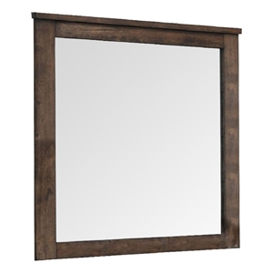 Maklaine 41&quot Wood Portrait Mirror with Beveled Trim Top in Oak Brown