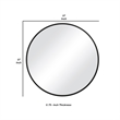 Maklaine 37 Inch Round Sleek Frame Mirror with Wall Mount Hardware in Black