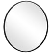 Maklaine 37 Inch Round Sleek Frame Mirror with Wall Mount Hardware in Black
