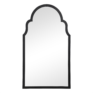 Maklaine Elongated Quatrefoil MDF and Metal Frame Wall Mirror in Black