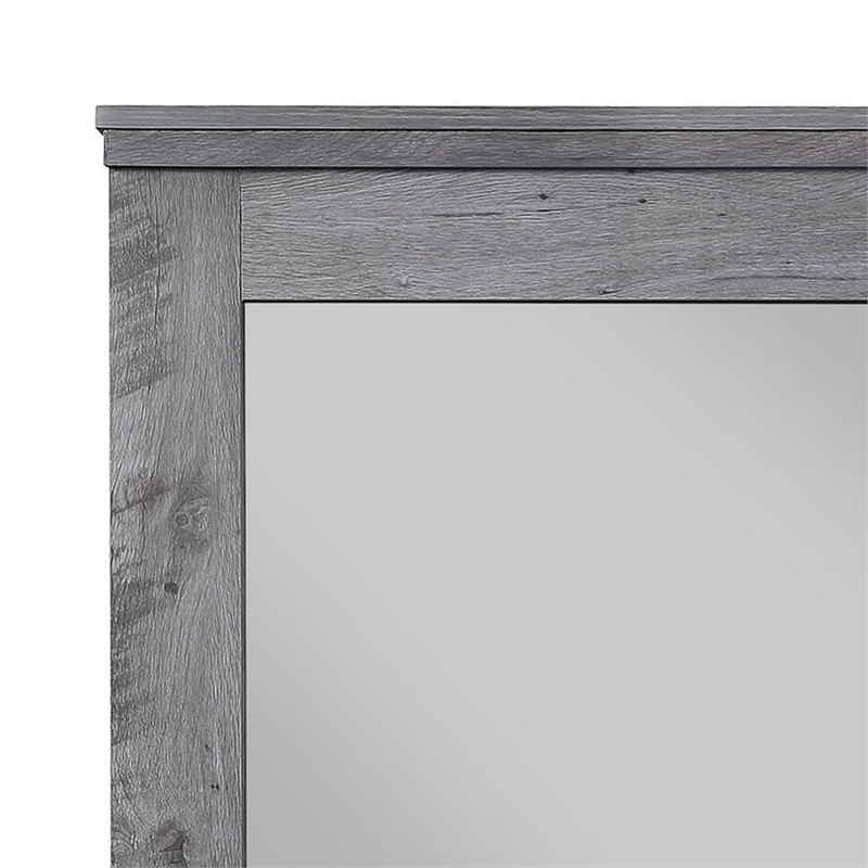 Maklaine Traditional Wooden Wall Mirror with Rustic Style in Gray