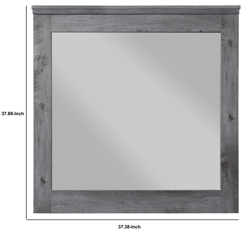 Maklaine Traditional Wooden Wall Mirror with Rustic Style in Gray