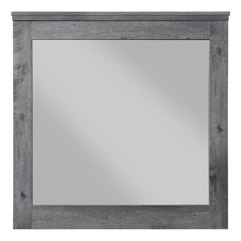 Maklaine Traditional Wooden Wall Mirror with Rustic Style in Gray