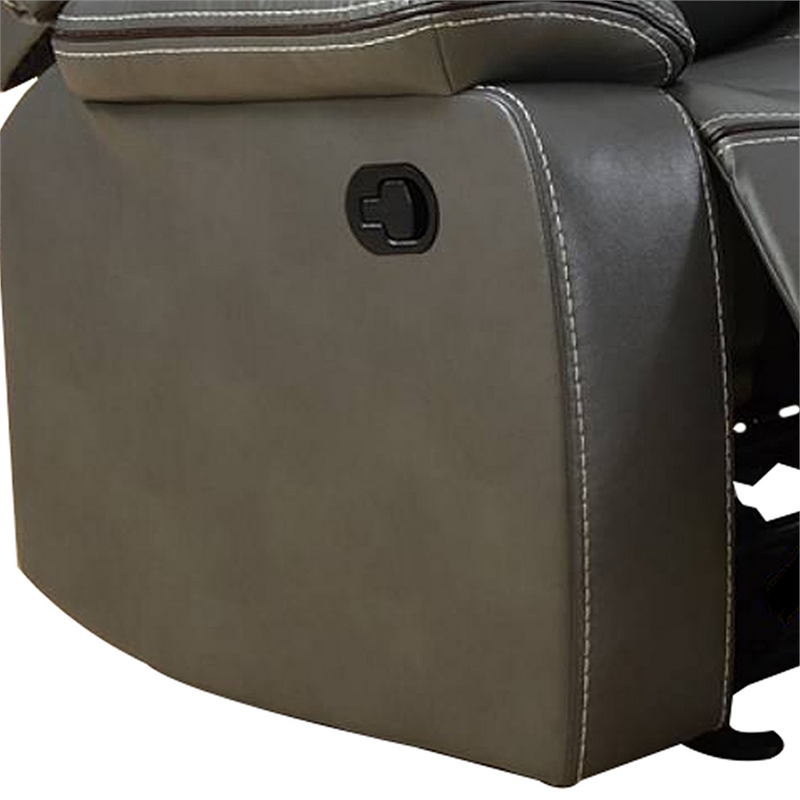 Maklaine 73 Inch Leatherette Motion Loveseat with Console in Gray