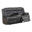 Maklaine 73 Inch Leatherette Motion Loveseat with Console in Gray