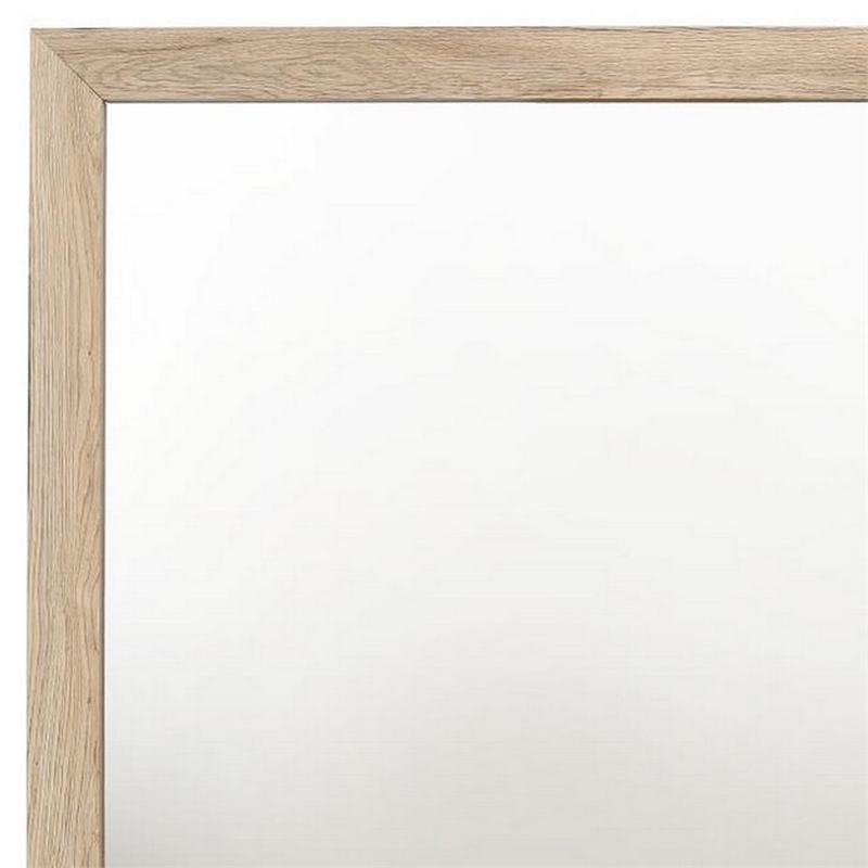 Maklaine Square Shaped Wooden Mirror with Rough Hewn Texture in Brown