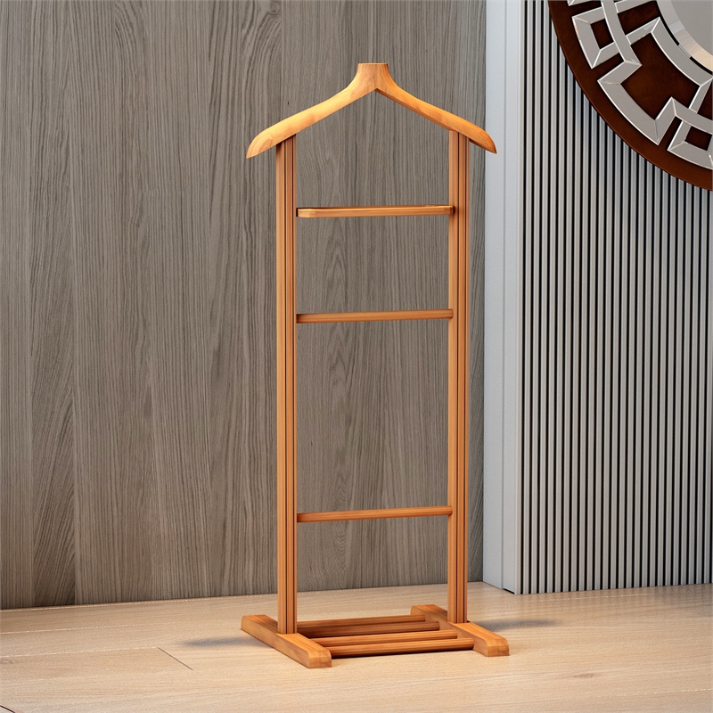 Maklaine Beech Wood Single Valet Stand for Clothes in Natural