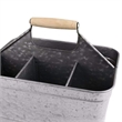 Maklaine Metal Caddy Serveware with Mango Wood Handle in Gray Finish