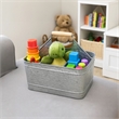 Maklaine Metal Caddy Serveware with Mango Wood Handle in Gray Finish