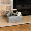 Maklaine Metal Caddy Serveware with Mango Wood Handle in Gray Finish