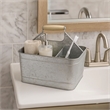 Maklaine Metal Caddy Serveware with Mango Wood Handle in Gray Finish