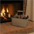 Maklaine Metal Caddy Serveware with Mango Wood Handle in Gray Finish