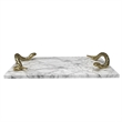 Maklaine White Marble Decorative Tray with Brass Snake Handles