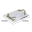 Maklaine White Marble Decorative Tray with Brass Snake Handles