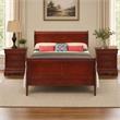 Maklaine Queen Sleigh Bed and 2-Drawer Nightstands Set in Cherry 
